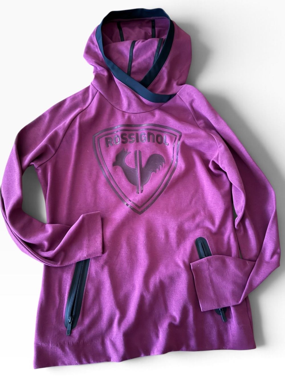 Rossignol Kids' Magenta Hooded Sweatshirt with Navy Trim